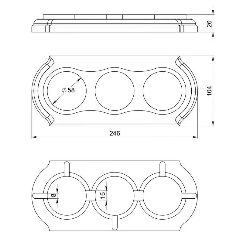 Рамка  трехместная "Элегант" , цвет - бук натуральный, ТМ "МезонинЪ" GE70723-25 - Фото 3