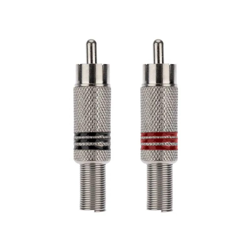 Разъем штекер RCA металл под винт черный/красный REXANT - Фото 3