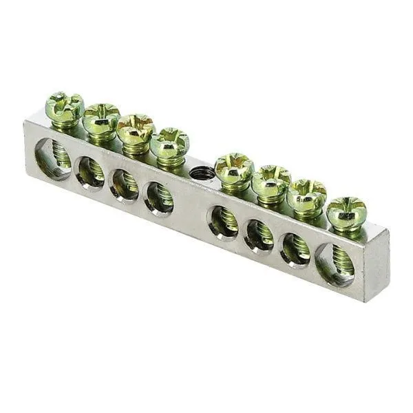 Шина PEN "ноль-земля" (6x9мм) 8 отв. цинк крепеж по центру EKF