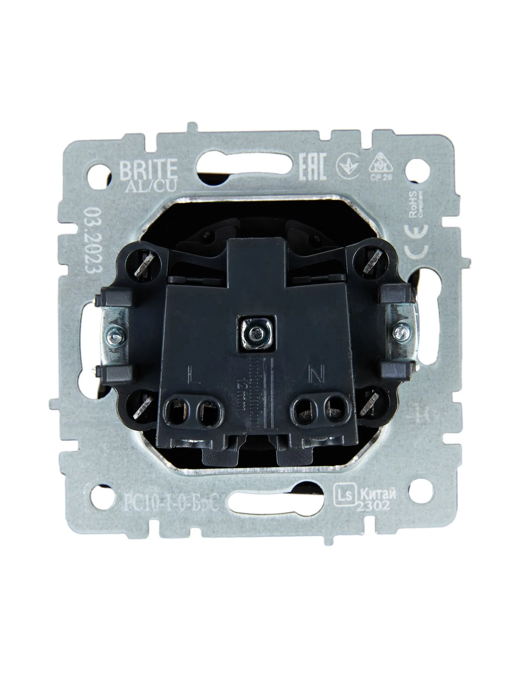 BRITE Розетка 1-местная без заземления без защитных шторок 10А РС10-1-0-БрС сталь IEK - Фото 3