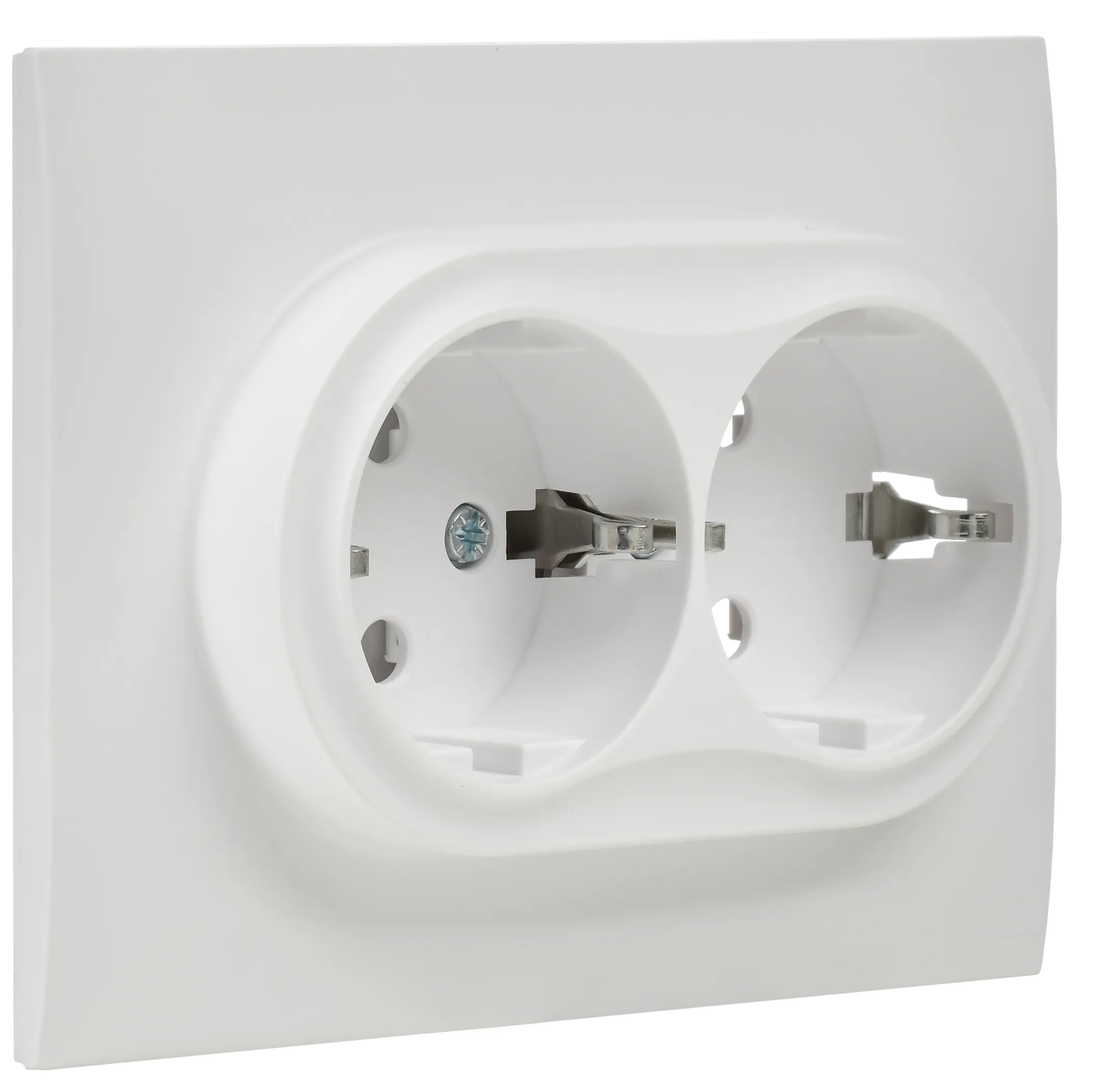 SKANDY Розетка 2-местная с заземлением без защитных шторок 16А в сборе SK-R08W арктический белый IEK - Фото 4