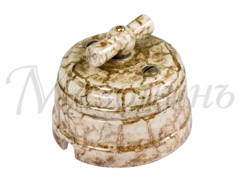 Выключатель ретро фарфоровый поворотный перекрестный (в комплекте с подъемной рамкой D70x60), цвет