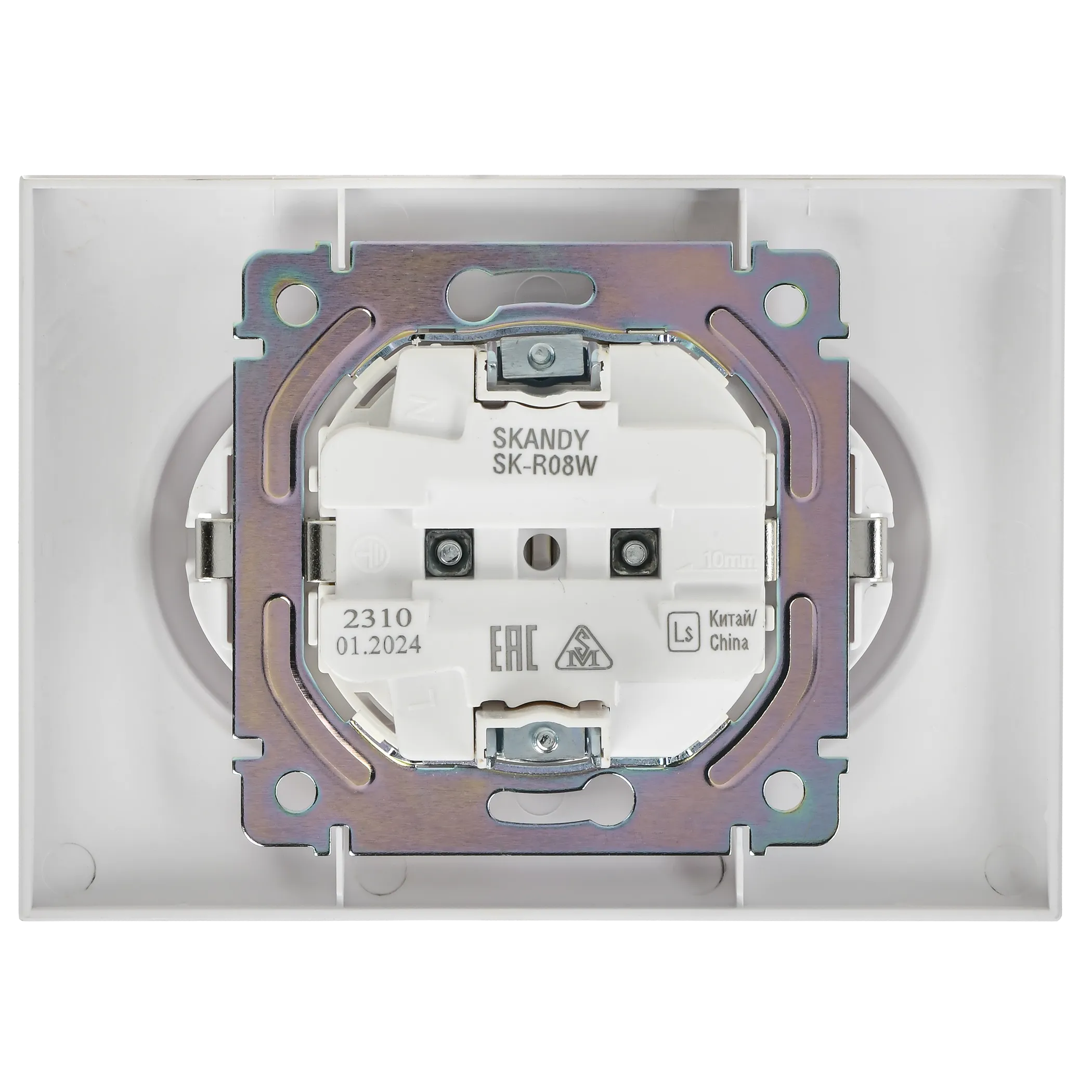 SKANDY Розетка 2-местная с заземлением без защитных шторок 16А в сборе SK-R08W арктический белый IEK - Фото 6