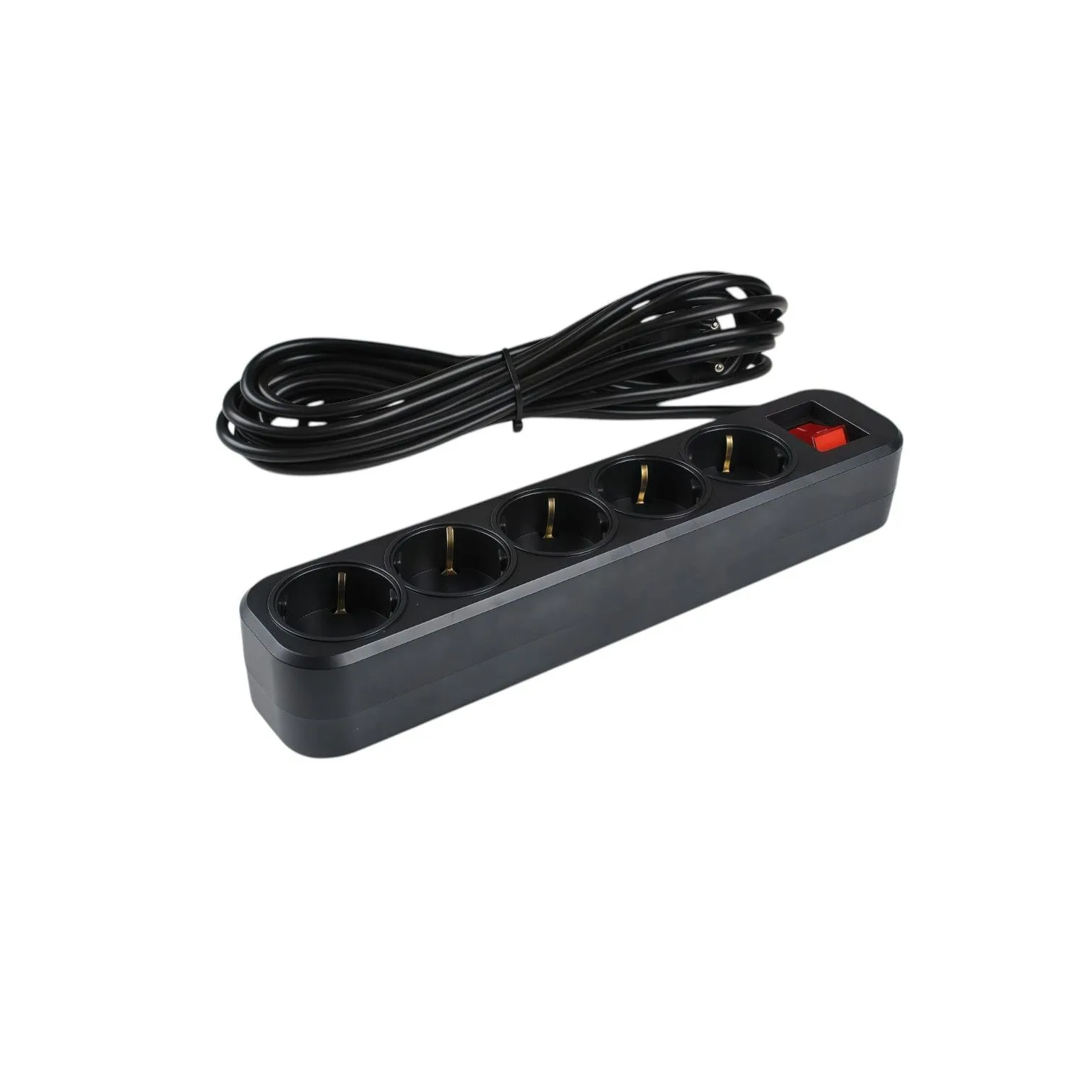 Удлинитель УБкн-03 бытовой с кнопкой ПВС 3*0,75 (10А) 5гн. 2м. черный DEKRON - Фото 2