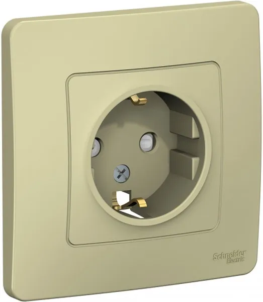 Розетка 1-м СП Blanca 16А IP20 250В с заземл. защ. шторки беж. SE BLNRS001117 - Фото 3