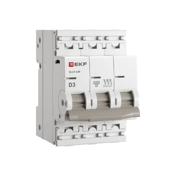 Авт. выкл. 3P 3А (D) 4,5kA ВА 47-63N EKF PROxima M634303D