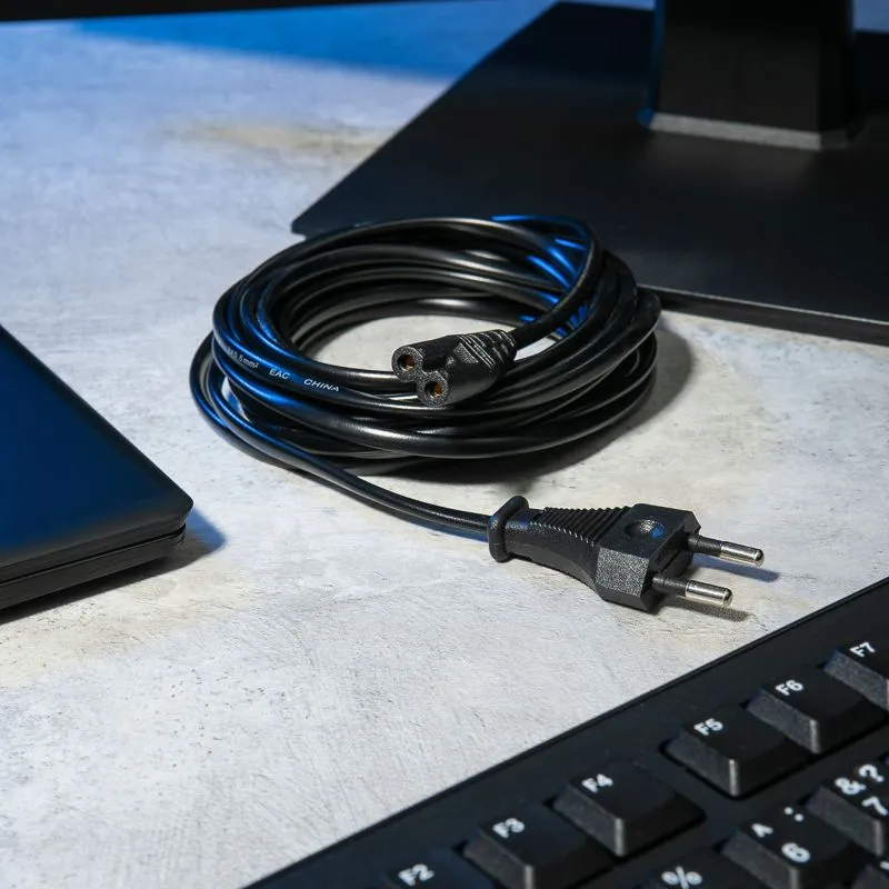 Шнур сетевой, вилка СЕЕ 7/16 - разъем IEC 320 C7, кабель 2x0,5 мм², длина 5 метров (PE пакет) REXANT - Фото 2