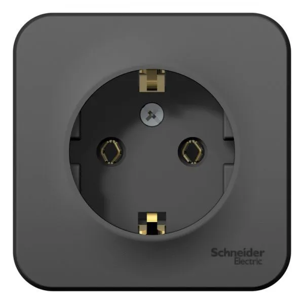Розетка 1-м ОП Blanca 16А IP20 250В с заземл. без защ. шторок с изолир. пластиной антрацит SE BLNRA010116 - Фото 2