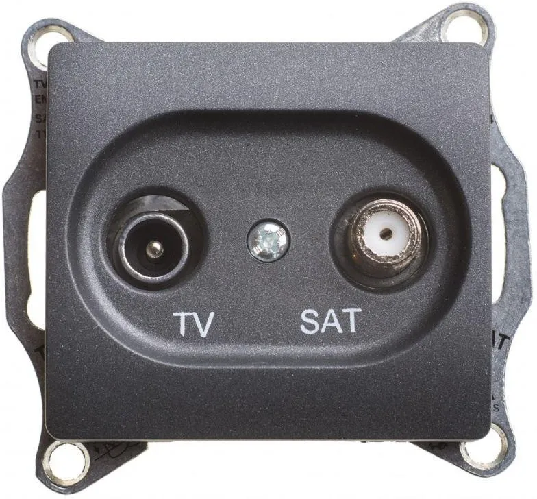 Розетка телевизионная оконечная TV/SAT Glossa 1дБ механизм антрацит SE GSL000797 - Фото 2