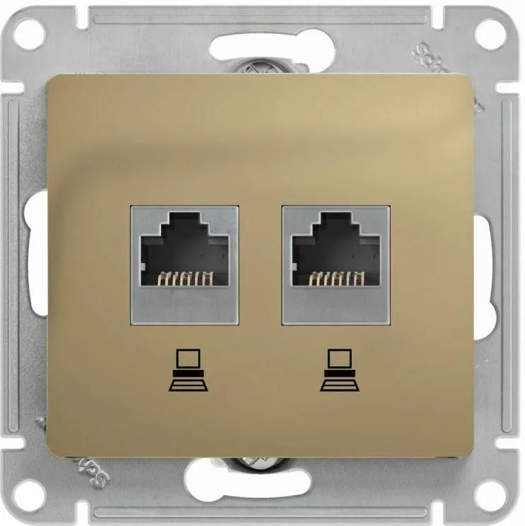 Розетка компьютерная 2-м Glossa RJ45 кат.5E механизм титан SE GSL000485KK