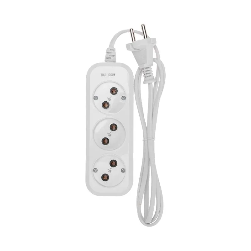 Удлинитель 3 гнезда, 1,5м, 2х0,75мм², б/з, белый PROconnect - Фото 3