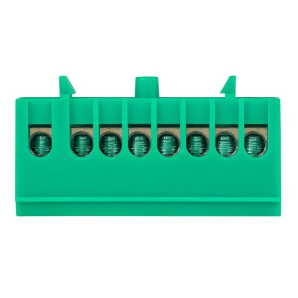 Шина "0" PE (6x9мм) 8 отв. латунь зеленый изолир. корп. на DIN-рейку EKF