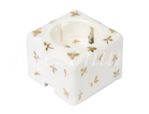 Розетка ретро фарфоровая, двухполюсная, с заземляющим контактом, квадро, коллекция "ИМПЕРАТОРСКАЯ" , GE80301-01L