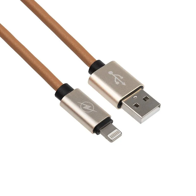USB-Lightning кабель для iPhone/leather/brown/1m/REXANT - Фото 2