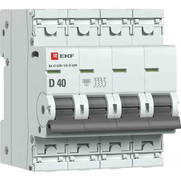 Авт. выкл. 4P 40А (D) 6кА ВА 47-63N EKF PROxima