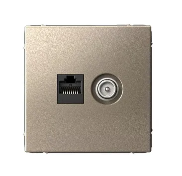 Розетка компьютерная + телевизионная 2-м ArtGallery RJ45 + TV кат.5E шампань SE GAL000589 1823503