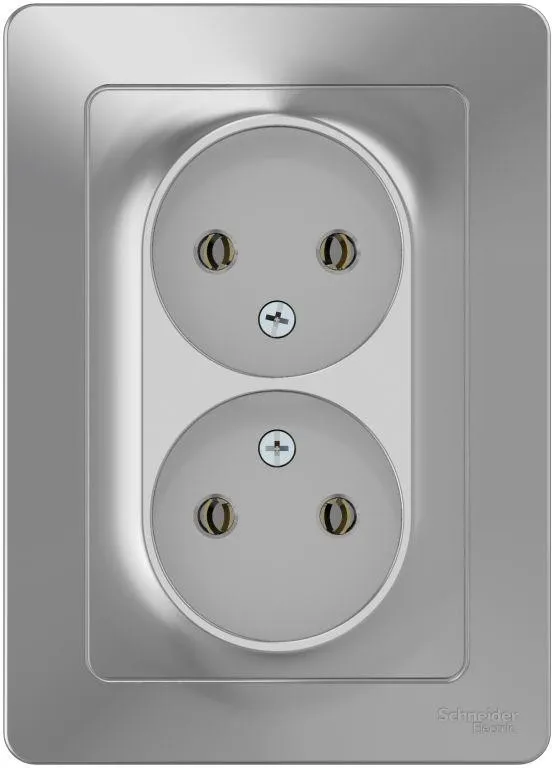 Розетка 2-м СП Blanca 16А IP20 250В без заземл. без защ. шторок алюм. SE BLNRS000023 - Фото 2