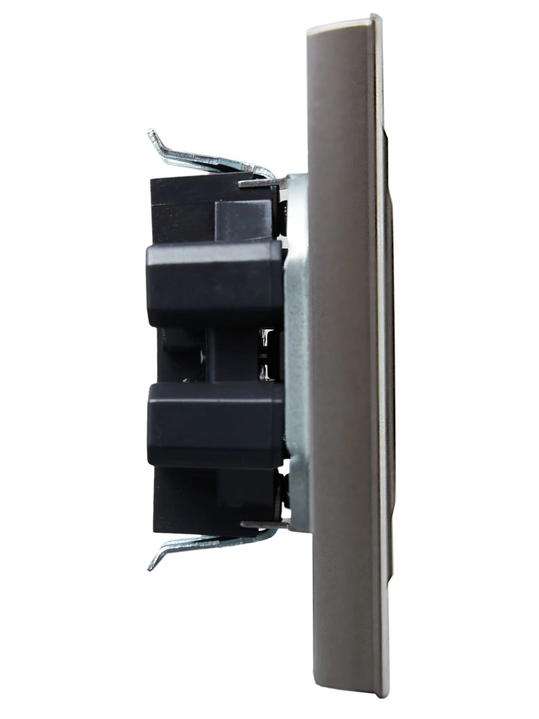 BRITE Розетка 2-местная без заземления с защитными шторками 10А в сборе РСш12-2-БрС сталь IEK - Фото 4