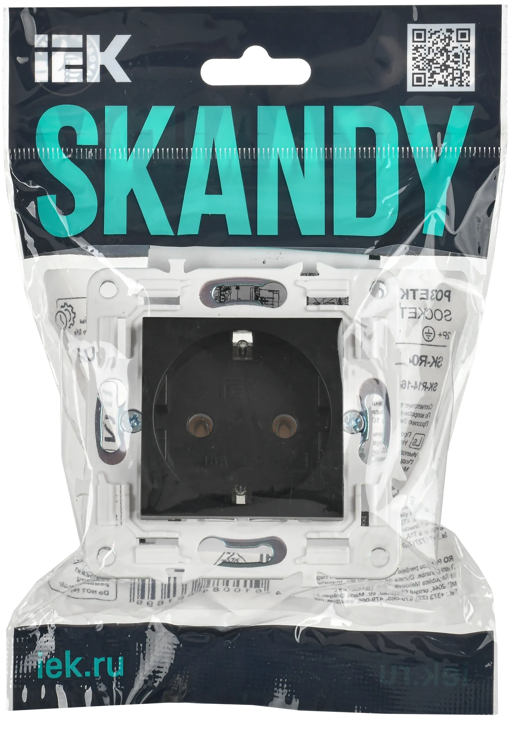 SKANDY Розетка с заземлением без защитных шторок 16А SK-R05Bl черный IEK - Фото 2