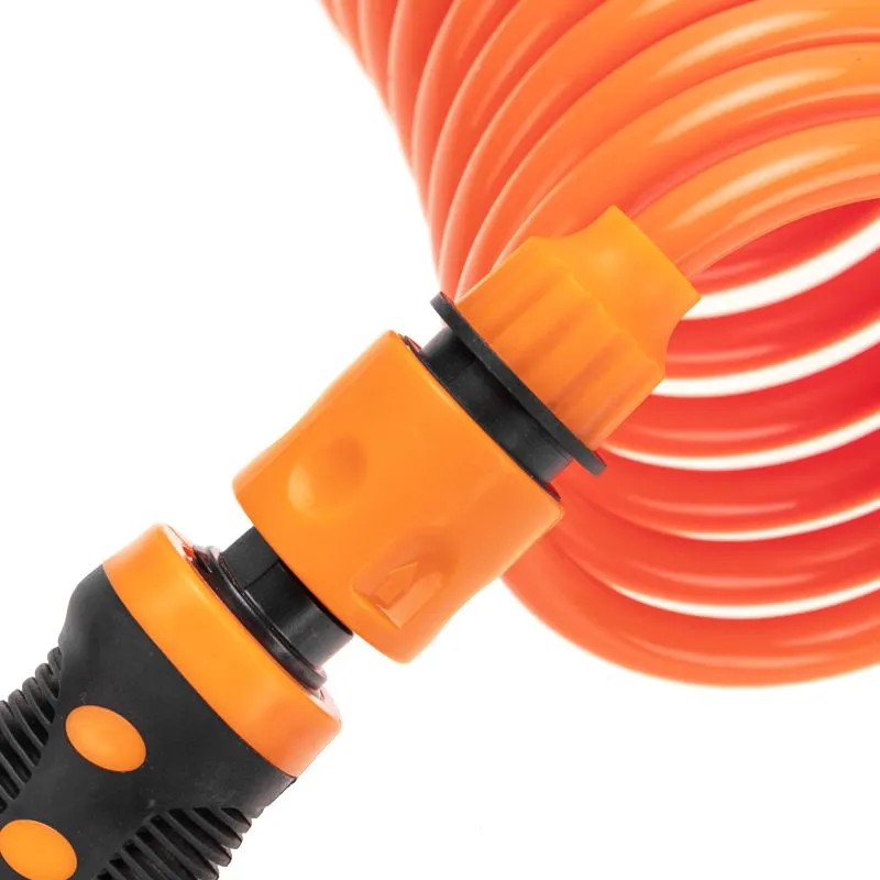 Шланг спиральный, 15м х 8мм, пистолет-распылитель, 2 коннектора, адаптер ЧЕТЫРЕ СЕЗОНА - Фото 3