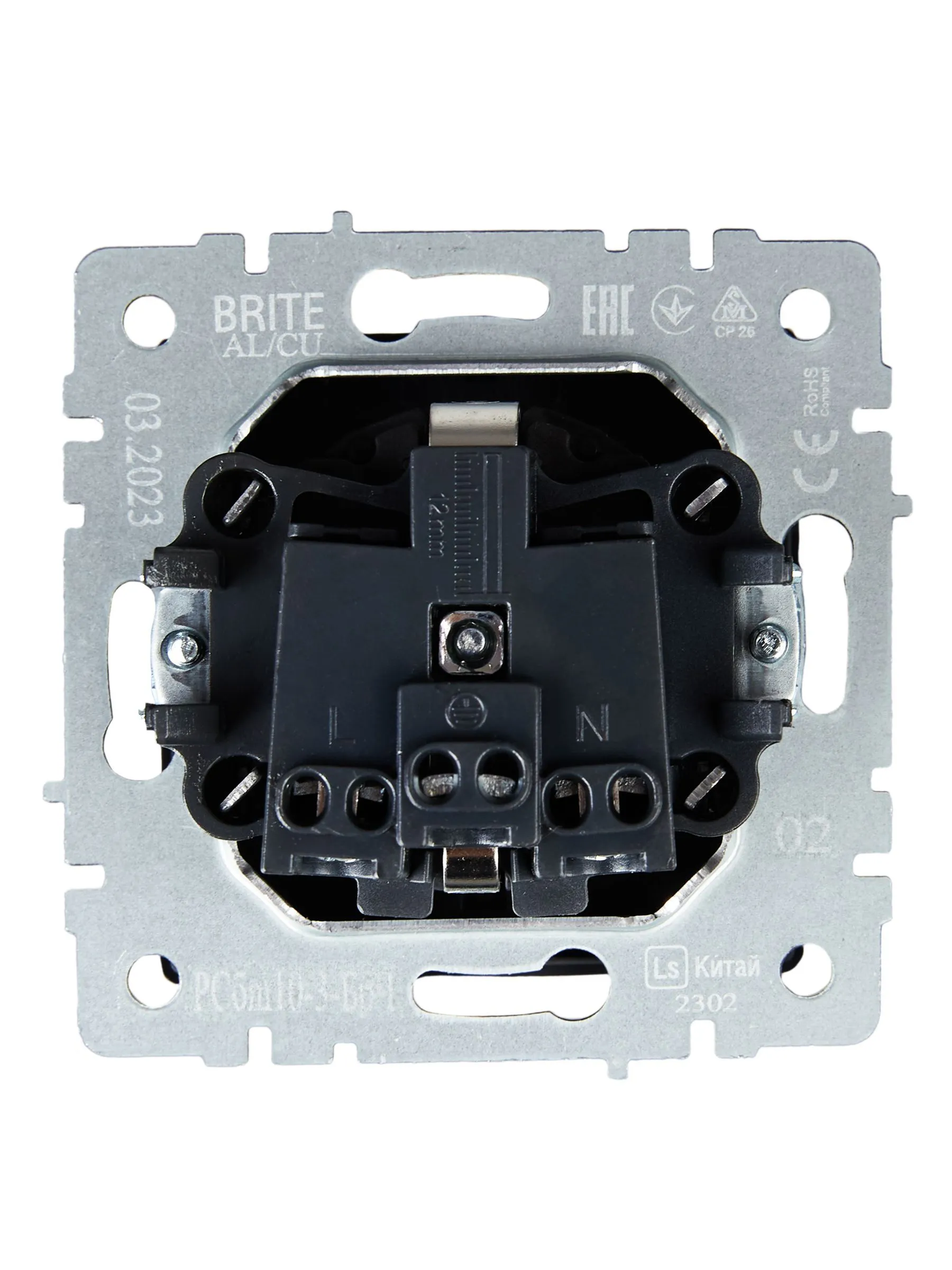 BRITE Розетка 1-местная с заземлением с защитными шторками и крышкой 16А IP20 РСбш10-3-БрЧ черный IEK - Фото 7