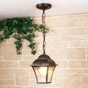 Светильник уличный подвесной IP33 Apus H черное золото GL 1009H Elektrostandard a043115