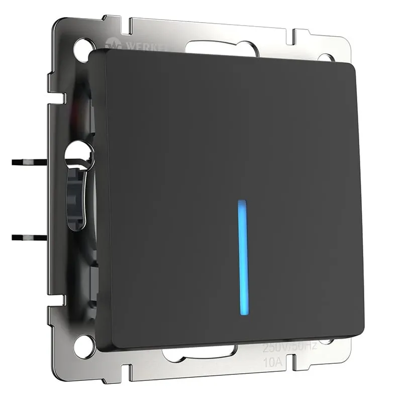 Выключатель одноклавишный с подсветкой (черный матовый) Werkel