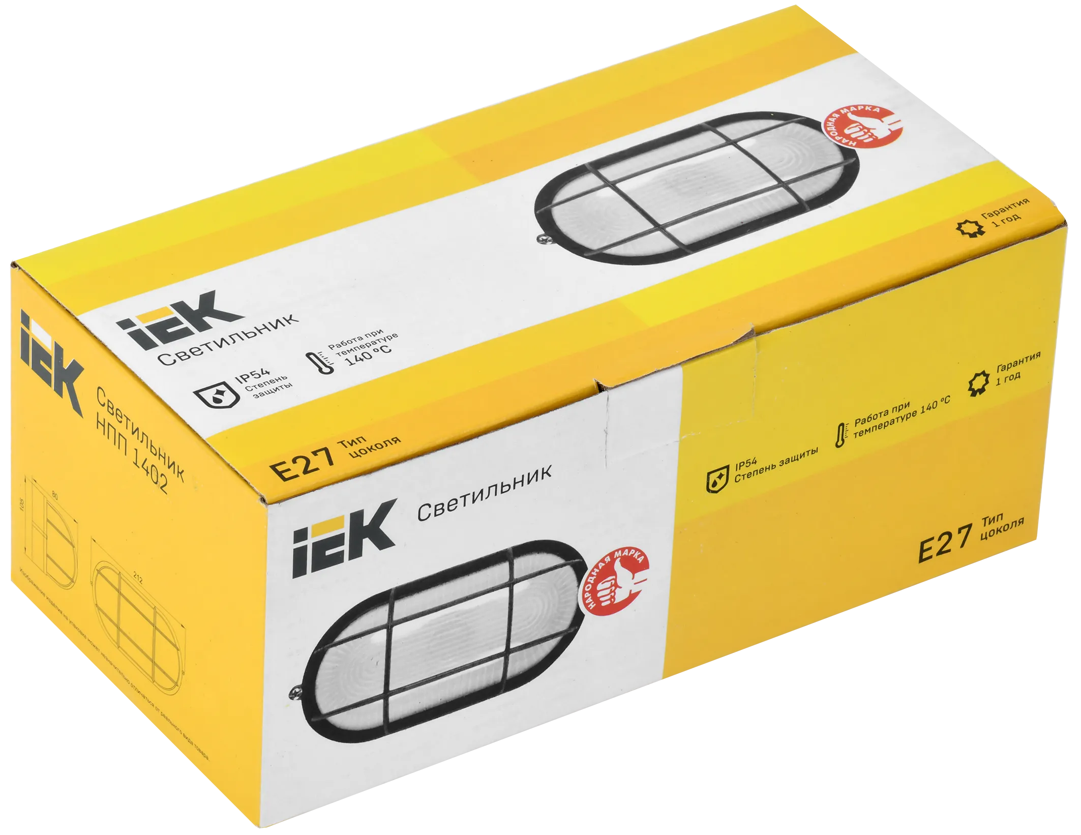 Светильник НПП1402 овал с решеткой 60Вт IP54 белый IEK - Фото 2