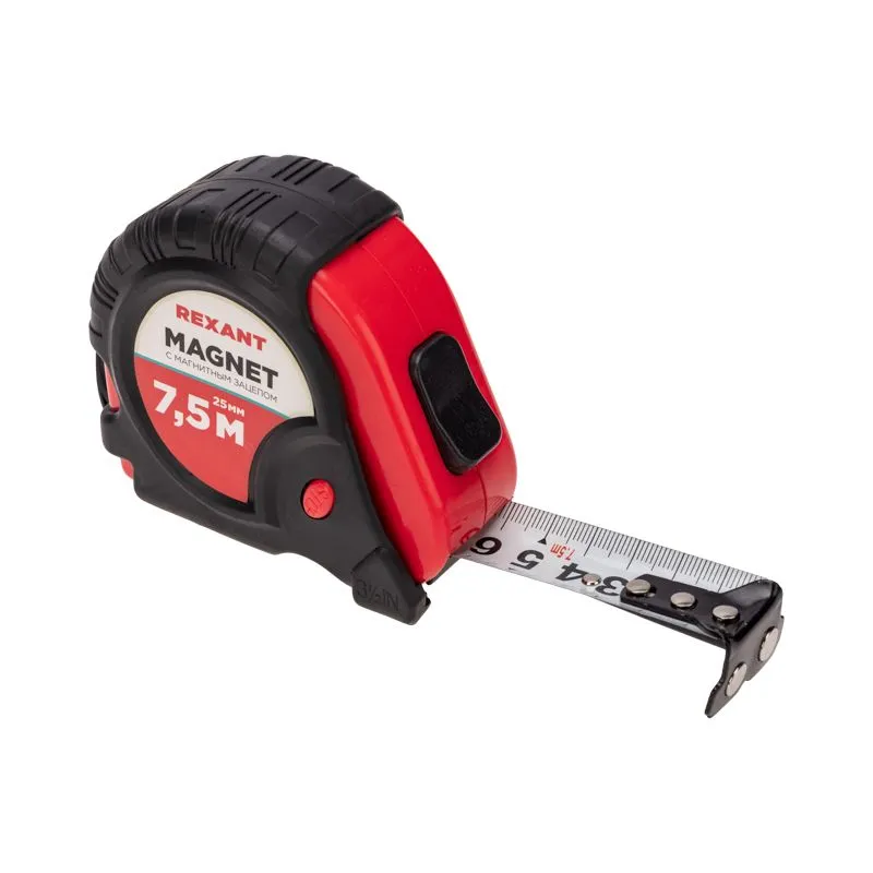 Рулетка измерительная Профи прорезиненный корпус, магнитная, 7,5м х 25мм REXANT - Фото 2