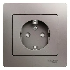 Розетка 1-м СП Glossa 16А IP20 250В с заземл. защ. шторки в сборе платина SE GSL001244 454430