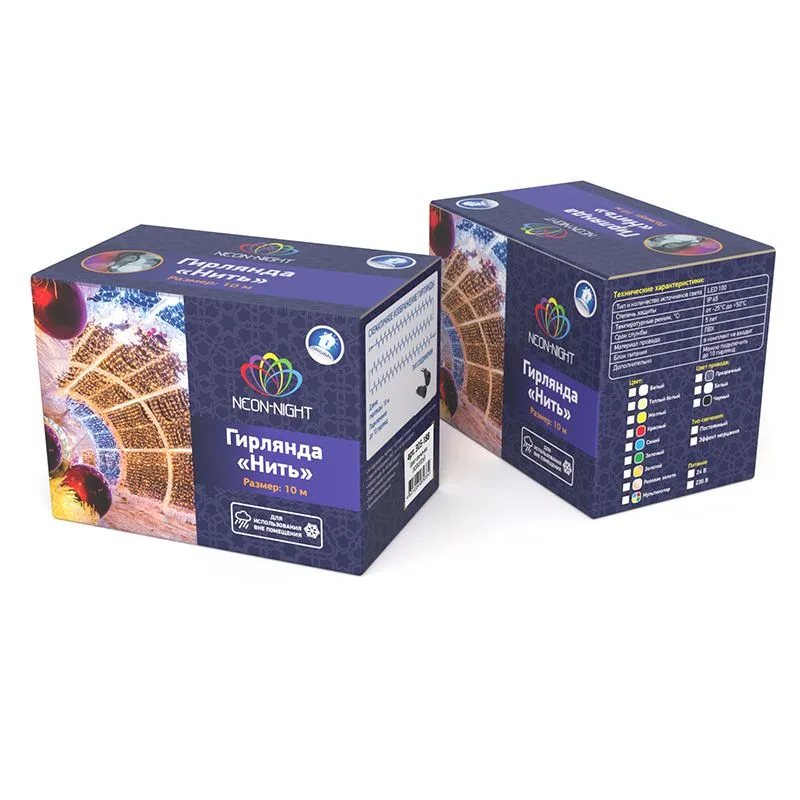 Гирлянда светодиодная Нить 10м 100 LED МУЛЬТИКОЛОР прозрачный ПВХ IP65 постоянное свечение 230В соединяется нужен блок 303-500-1 NEON-NIGHT - Фото 3