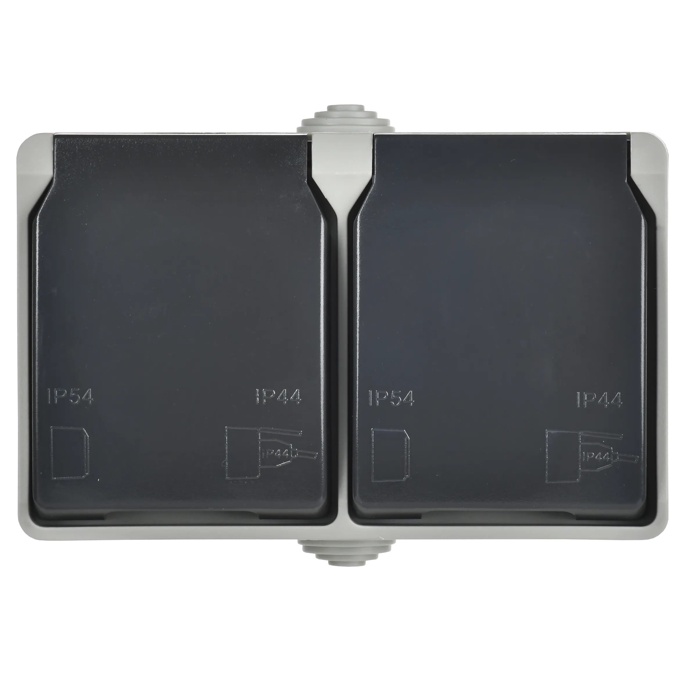 FORS Розетка 2-местная с заземлением для открытой установки 16А IP54 РСб22-3-ФСр серый IEK - Фото 6