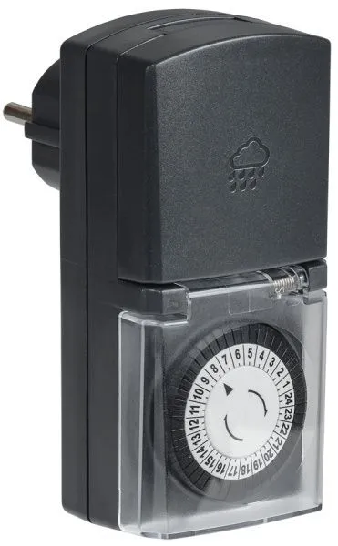 РТМ-4 Розетка-таймер механический 30мин 24ч 48on/off 16А IP44 черная IEK ERT-20-1-16-S-30-0-44-K01