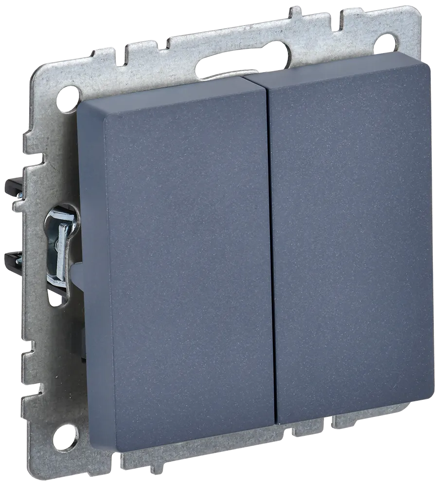 BRITE Выключатель 2-клавишный проходной 10А ВС10-2-6-БрМ маренго IEK