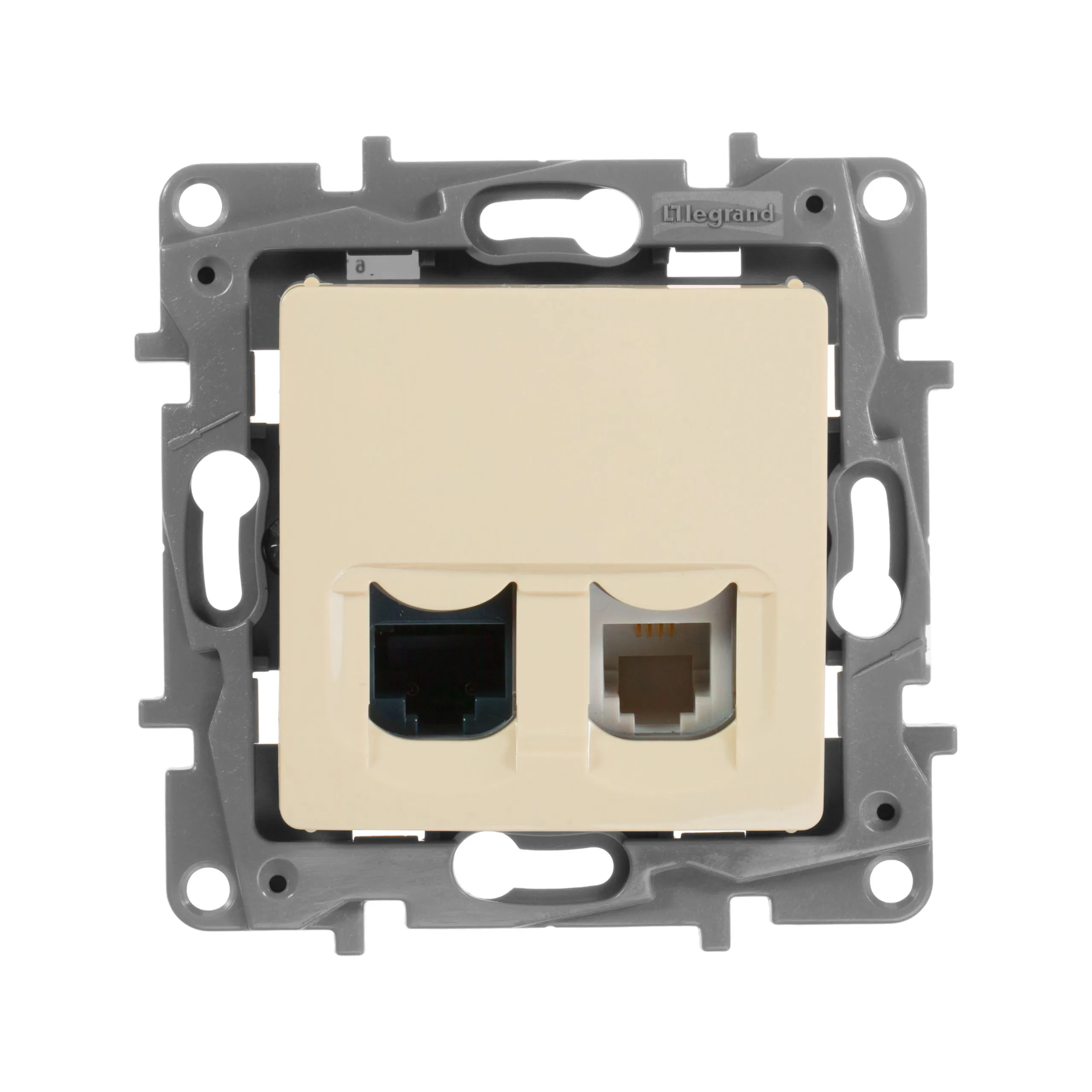 ETIKA Розетка двойная RJ11+RJ45 кат.5E UTP слоновая кость - Фото 4