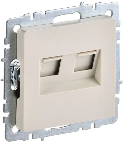 BRITE Розетка компьютерная двойная RJ45 кат.6 РК11-2-БрКр бежевый IEK BR-K20-2-K10