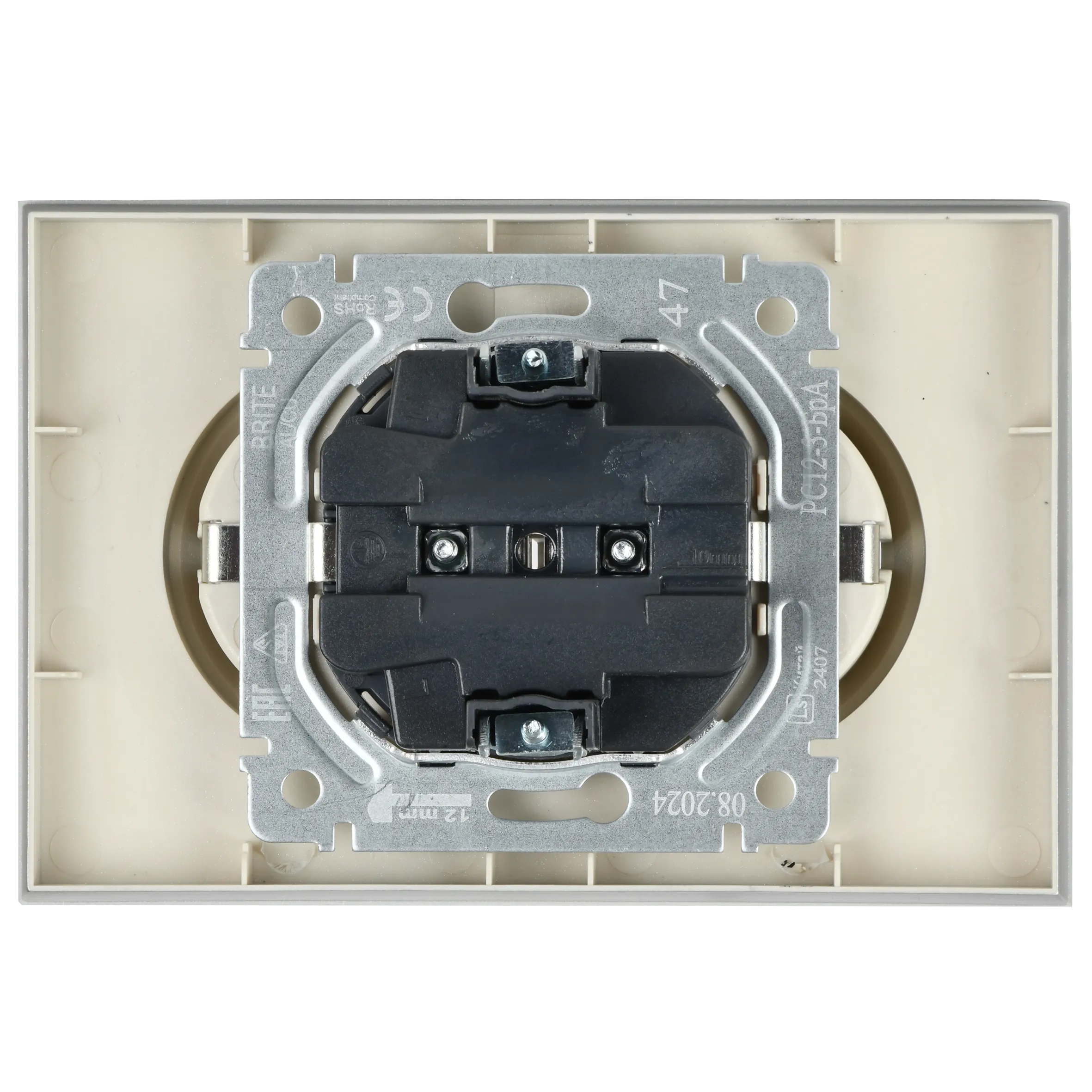 BRITE Розетка 2-местная с заземлением без защитных шторок 16А в сборе РС12-3-БрА алюминий IEK - Фото 3