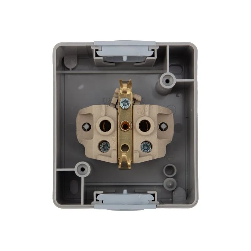 Розетка одноместная (керамика) INDUSTRIAL IP54 с/з, о/у, серая KRANZ - Фото 5