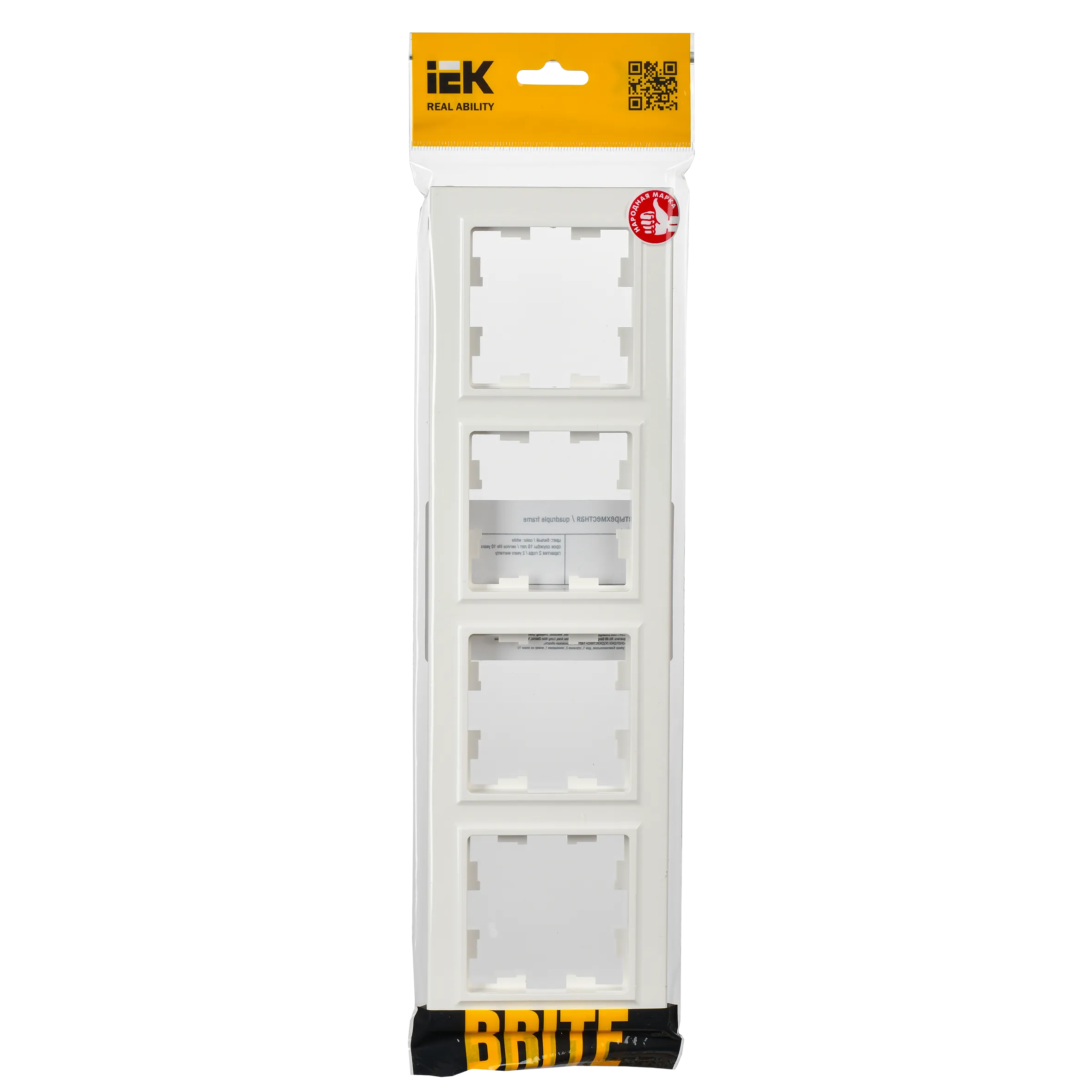 BRITE Рамка 4-местная РУ-4-БрБ белый IEK - Фото 3