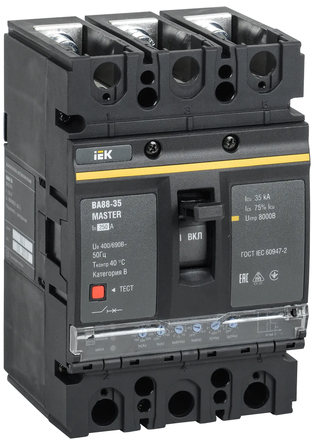 Выключатель автоматический ВА88-35 3Р 250А 35кА MASTER с электронным расцепителем IEK SVA31-3-0250-02