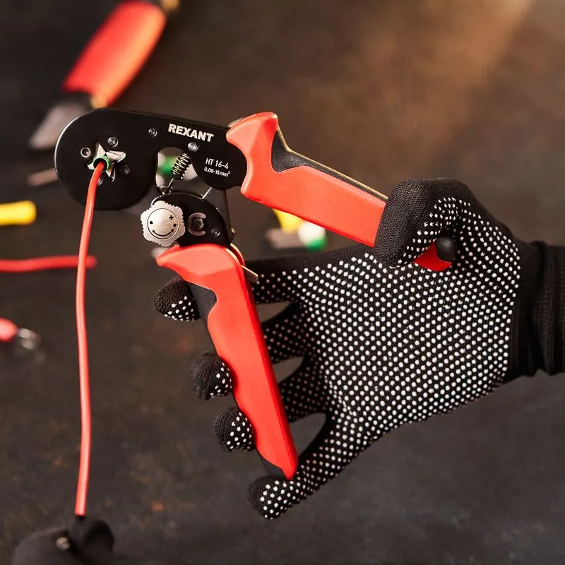 Кримпер HT-16-4 для обжима штыревых наконечников 0,08-16,0мм², с регулятором прижимного усилия REXANT - Фото 2