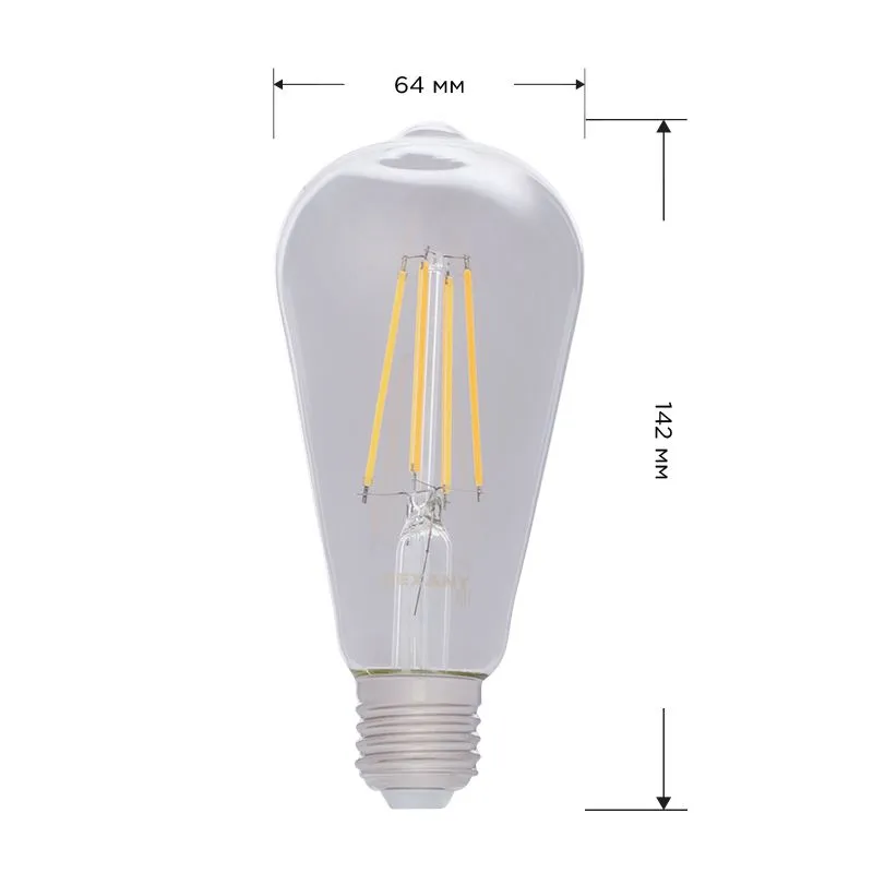 Лампа филаментная LOFT EDISON ST64 11,5Вт 1380Лм 2400K E27 золотистая колба REXANT - Фото 3