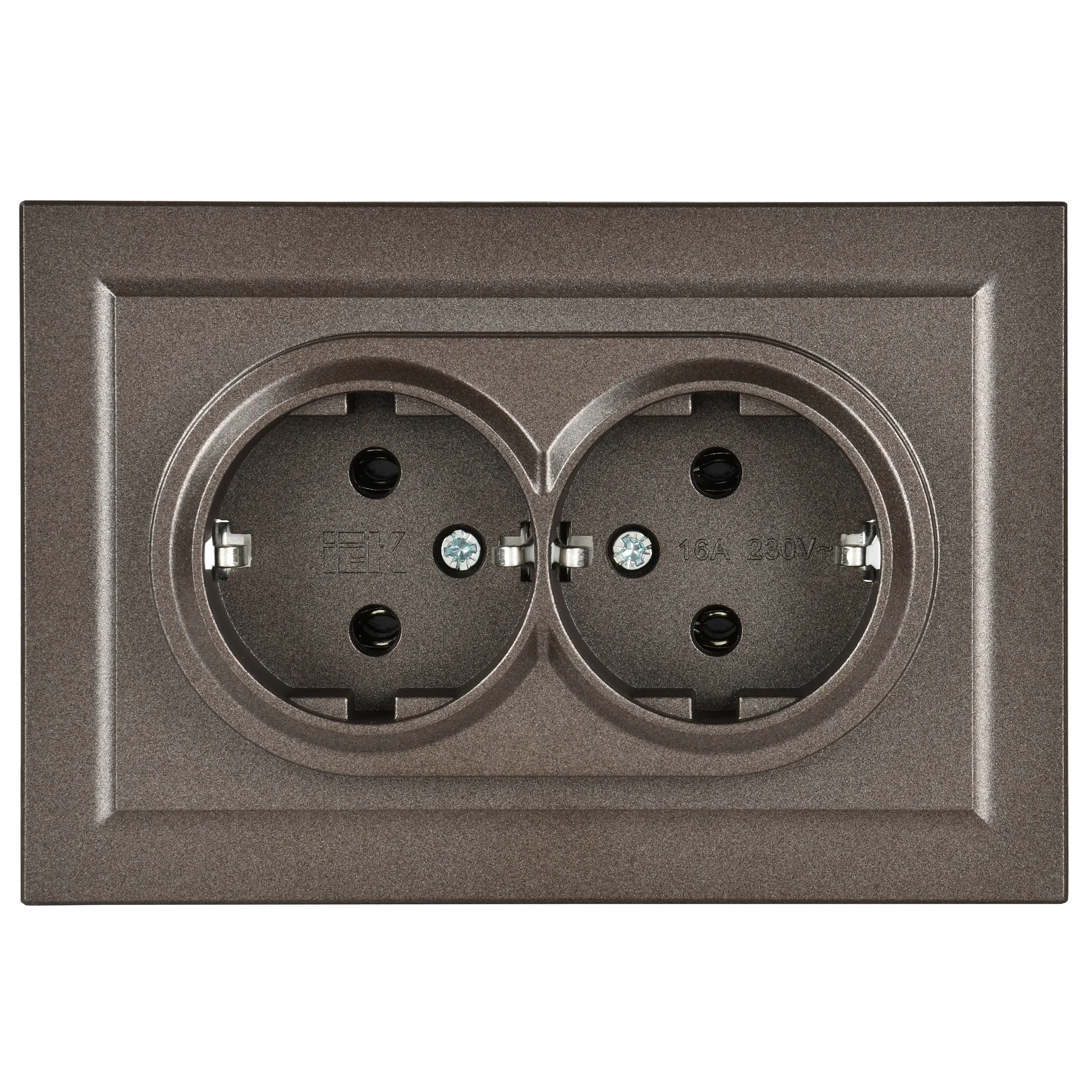 BRITE Розетка 2-местная с заземлением без защитных шторок 16А в сборе РС12-3-БрТБ темная бронза IEK - Фото 6