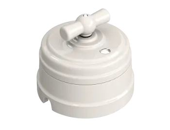 Выключатель ретро фарфоровый поворотный перекрестн (в комплекте с подъемной рамкой D70x60), цвет -