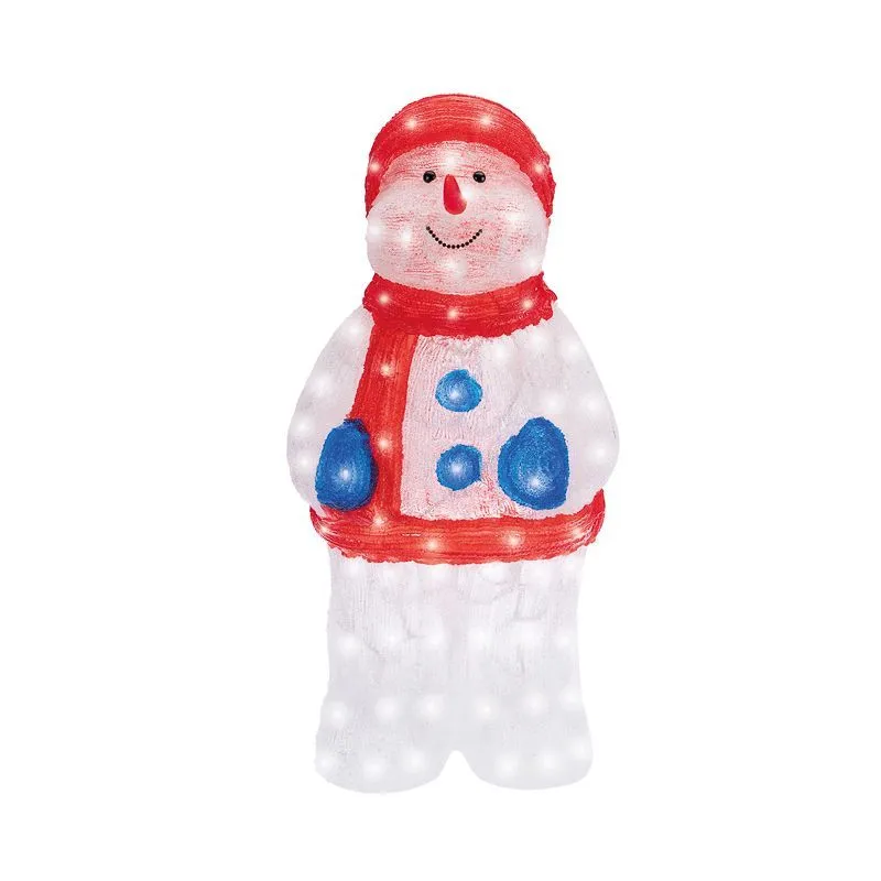 Акриловая светодиодная фигура Снеговик в синих варежках 31х25х59 см, IP65, понижающий трансформатор в комплекте NEON-NIGHT 513-283