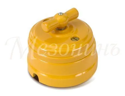 Выключатель ретро проходной фарфоровый поворотн на 2положения в комплекте с подъемной рамкой, 10А