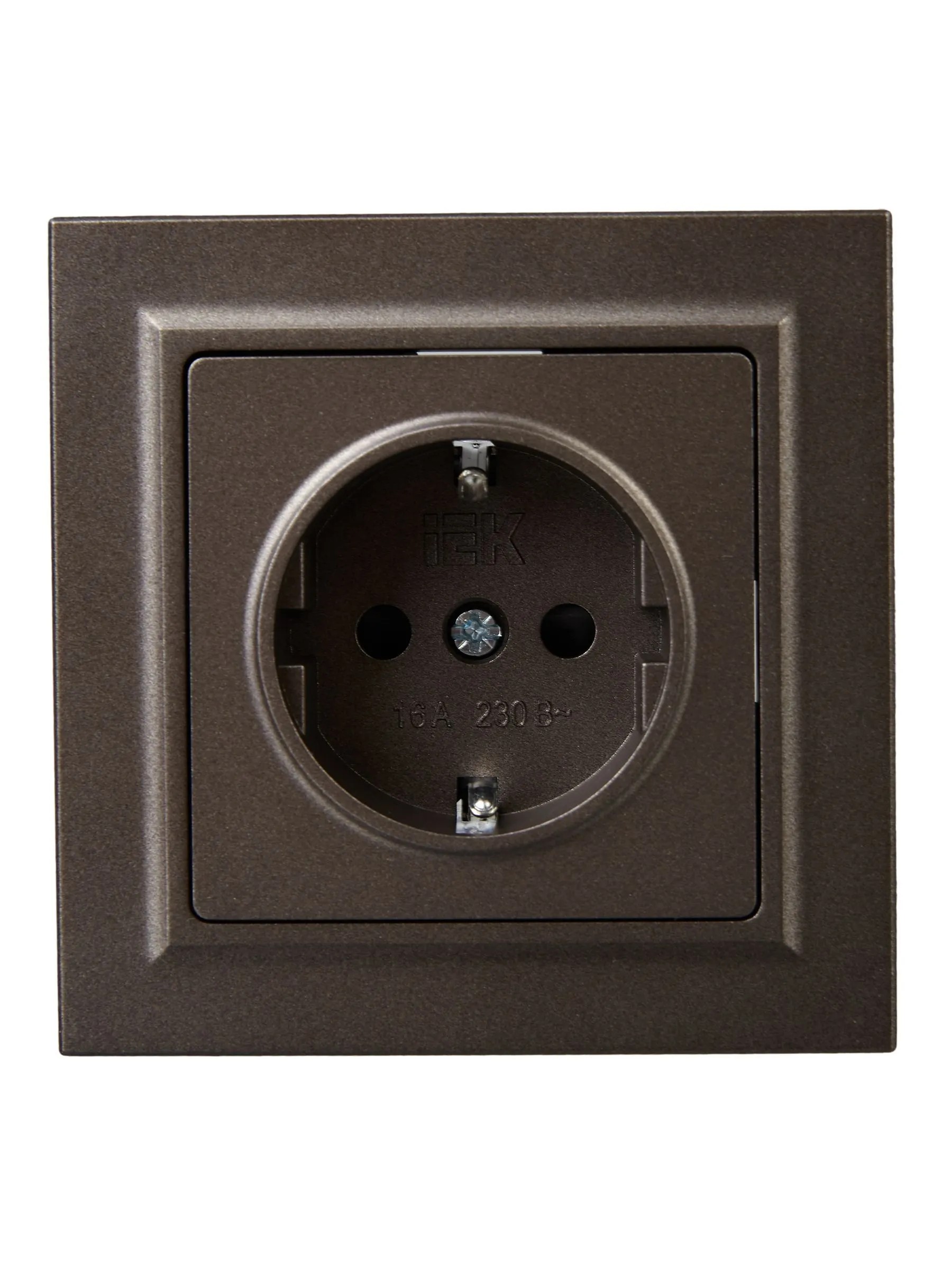 BRITE Розетка 1-местная с заземлением с защитными шторками 16А в сборе РСР14-1-0-БрТБ темная бронза IEK - Фото 3