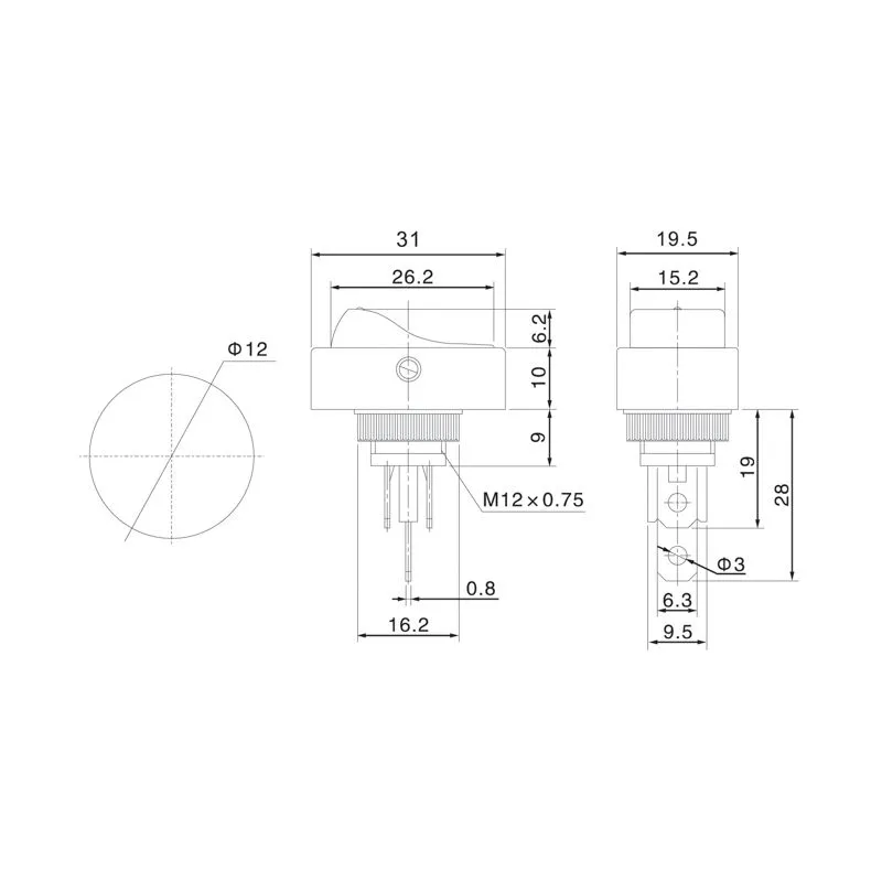 Выключатель клавишный 12V 30А (3с) ON-OFF черный ОВАЛ с зеленой LED подсветкой (RWB-523, ASW-20D) REXANT - Фото 2
