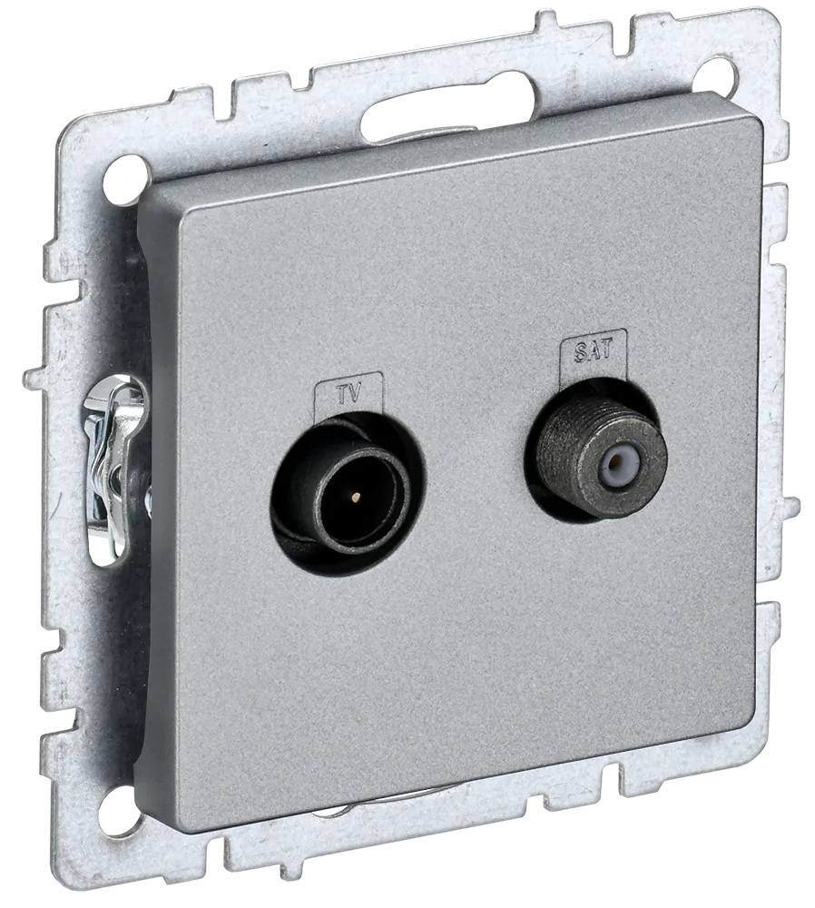 BRITE Розетка двойная TV+SAT РТВ/РСп12-БрА алюминий IEK