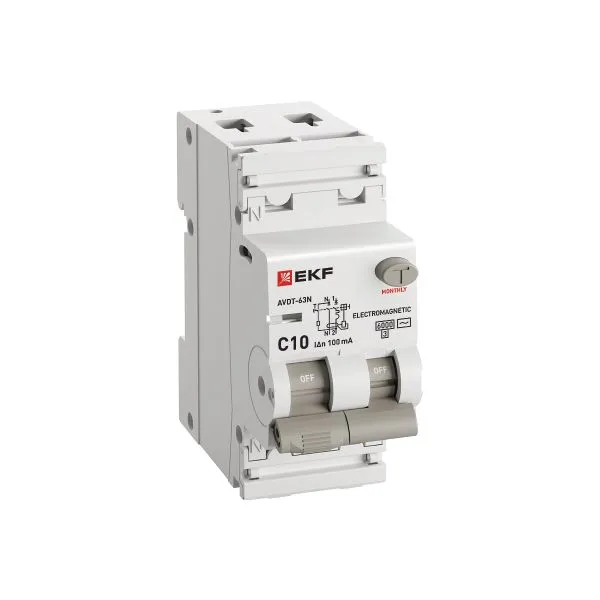 Диф. автомат АВДТ-63N 1P+N 10А (C) 100мА (AC) эл-мех 6кА PROXIMA EKF - Фото 2